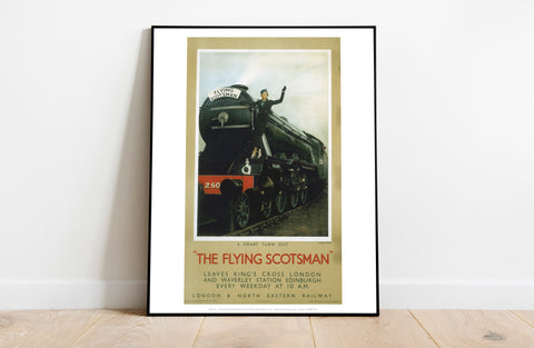 Woman Waiving From The Flying Scotsman - Premium Art Print