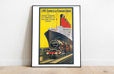 Lms Express And Cunard Liner - 11X14inch Premium Art Print