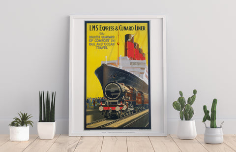 Lms Express And Cunard Liner - 11X14inch Premium Art Print