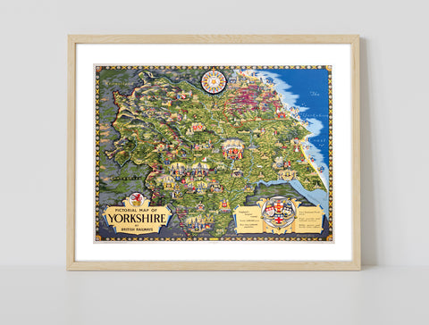 Pictorial Map Of Yorkshire - 11X14inch Premium Art Print