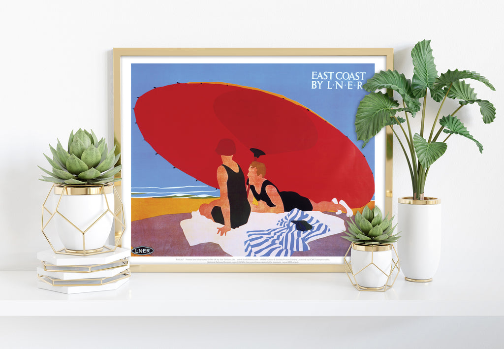 East Coast By Lner - Red Umbrella - 11X14inch Premium Art Print