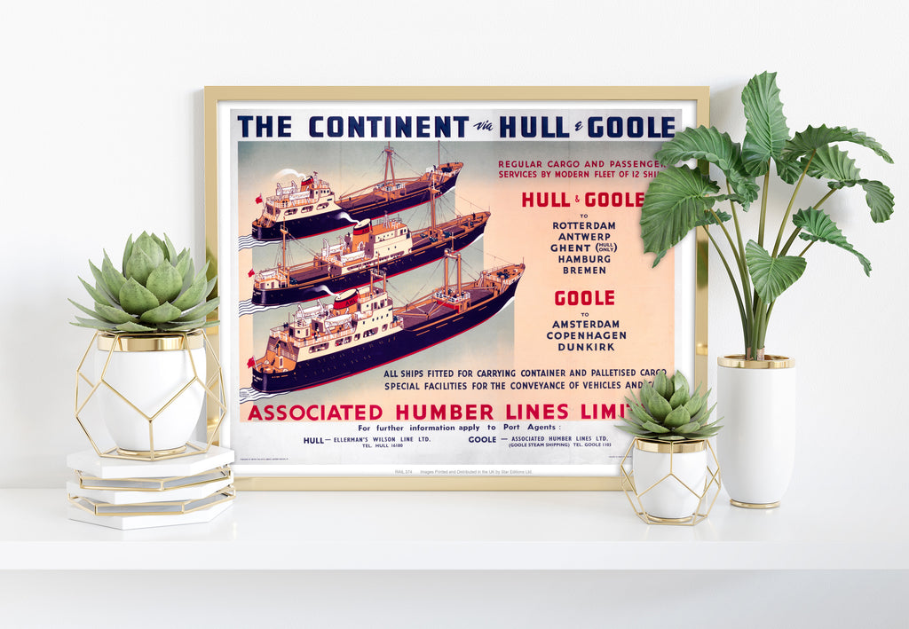 The Continent Via Hull And Goole - 11X14inch Premium Art Print RAIL374