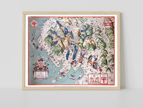 Pictorial Map Of Lancashire - 11X14inch Premium Art Print