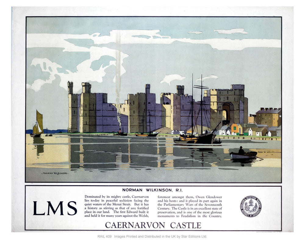 Caernarvon castle LMS 24" x 32" Matte Mounted Print