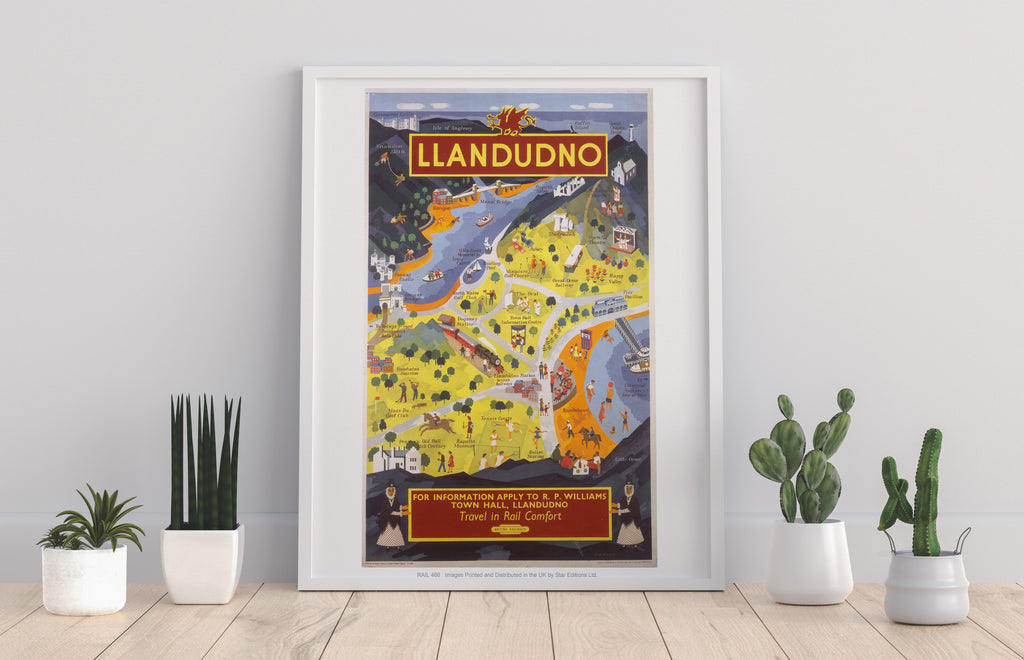 Llandudno - Pictorial Map - 11X14inch Premium Art Print