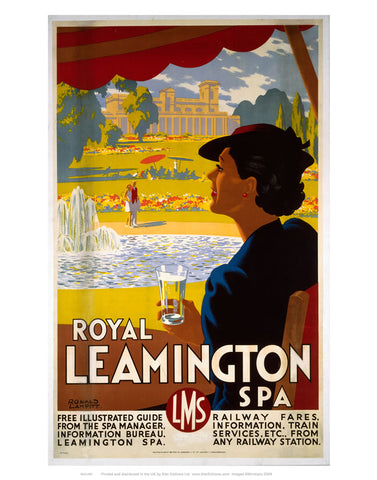 Royal Leamington Spa - LMS Railway Poster by Ronald Lampitt 24" x 32" Matte Mounted Print