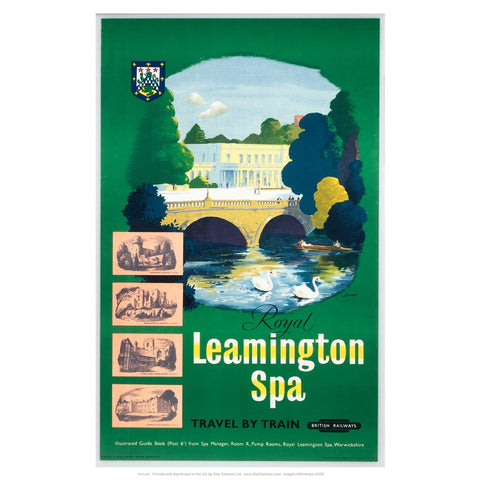 Royal Leamington spa - Green British Railways Poster 24" x 32" Matte Mounted Print