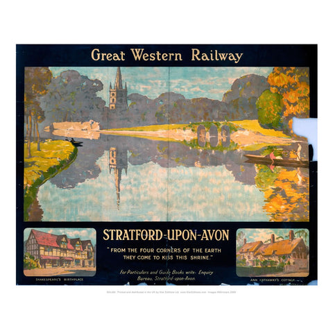 Stratford-upon-avon - Great western railway Poster - Four corners of the earth 24" x 32" Matte Mounted Print