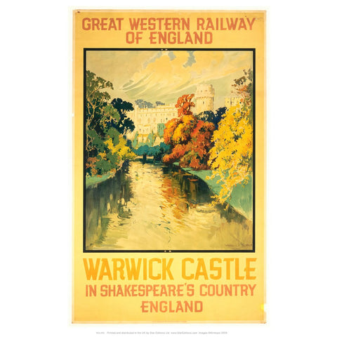 Warwick Castle - Shakespeare's country yellow Great western railway poster 24" x 32" Matte Mounted Print
