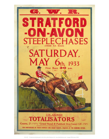 GWR Stratford-upon-avon - Steeplechases race railway poster 1933 24" x 32" Matte Mounted Print