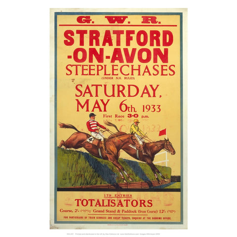 GWR Stratford-upon-avon - Steeplechases race railway poster 1933 24" x 32" Matte Mounted Print