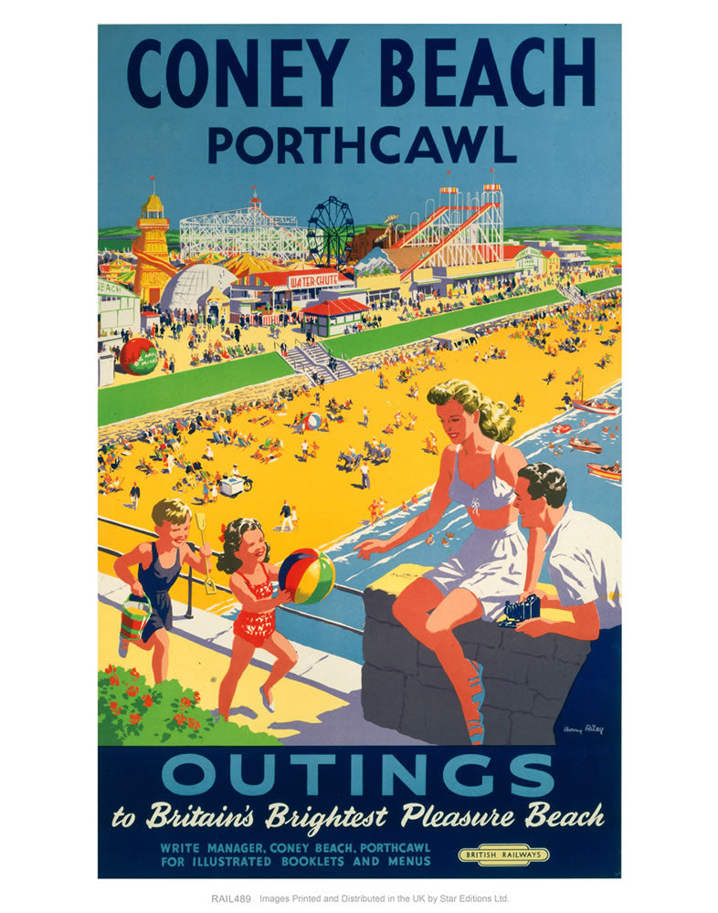 Coney Beach Porthcawl - Outings to Britain's Brightest Pleasure Beach 24" x 32" Matte Mounted Print