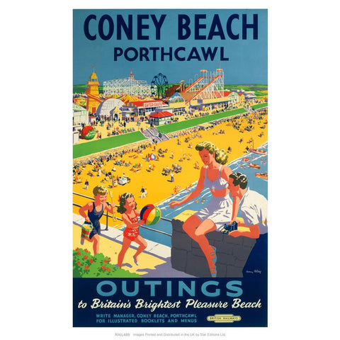 Coney Beach Porthcawl - Outings to Britain's Brightest Pleasure Beach 24" x 32" Matte Mounted Print