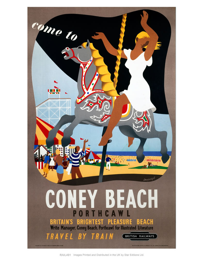 Coney Beach Porthcawl - Britain's Brightest Pleasure Beach - Carousel 24" x 32" Matte Mounted Print