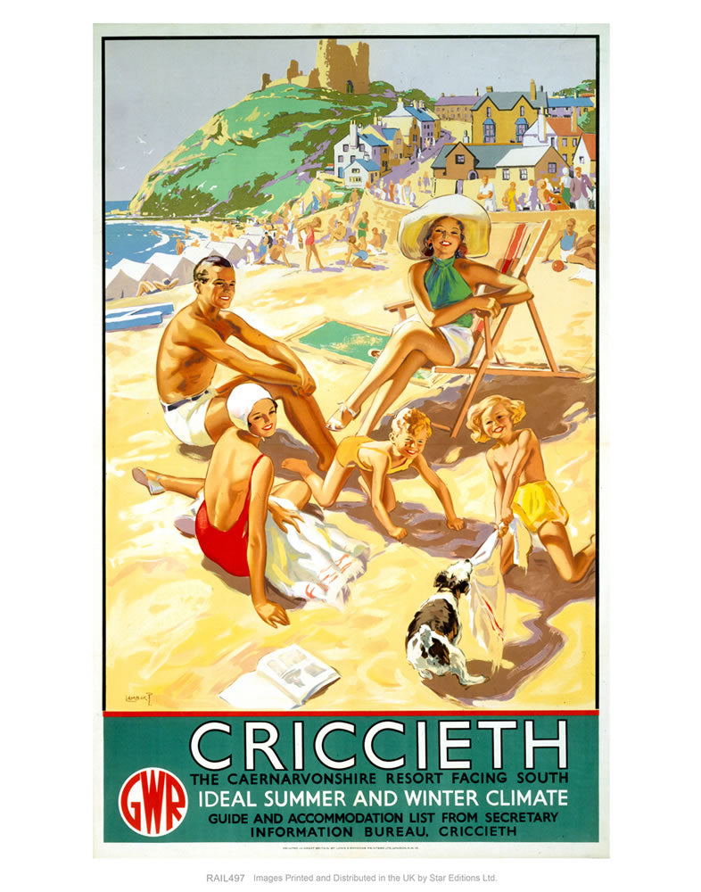Criccieth - The Caernarvonshire Resort Facing South 24" x 32" Matte Mounted Print