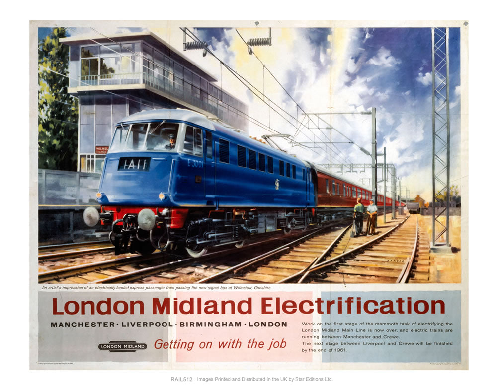 London Midland Electrification - Getting on with the Job - Wilmslow Cheshire 24" x 32" Matte Mounted Print