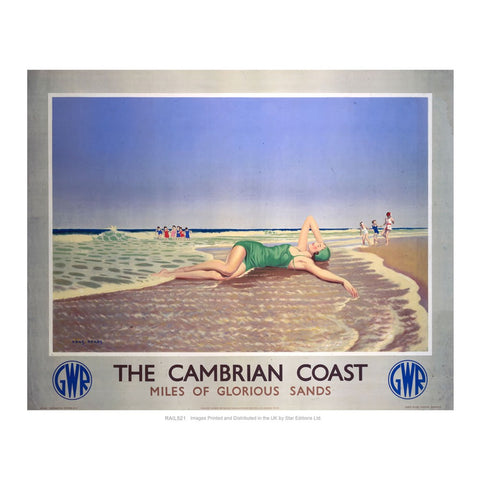 The Cambrian Coast - Miles of Glorious Sands GWR 24" x 32" Matte Mounted Print