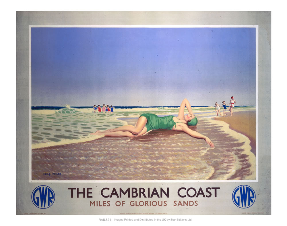 The Cambrian Coast - Miles of Glorious Sands GWR 24" x 32" Matte Mounted Print