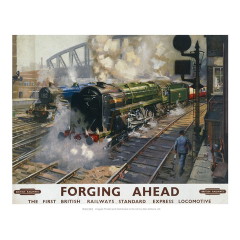 Forging Ahead - Express Locomotive 24" x 32" Matte Mounted Print