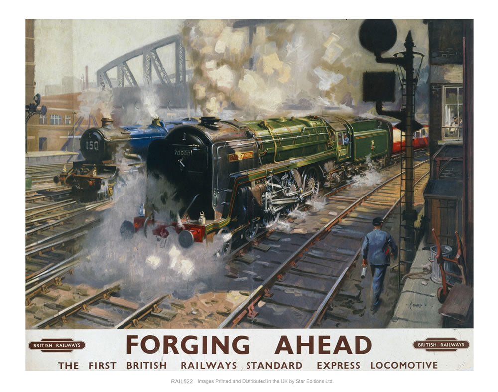 Forging Ahead - Express Locomotive 24" x 32" Matte Mounted Print