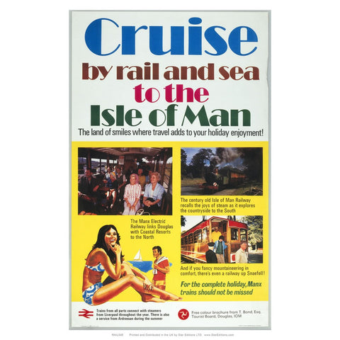 Isle of man Rail and sea cruise poster - Manx Trains 24" x 32" Matte Mounted Print