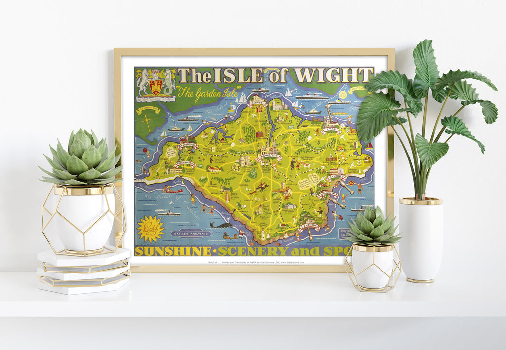 Isle Of Wight - The Garden Isle Island Map - Art Print