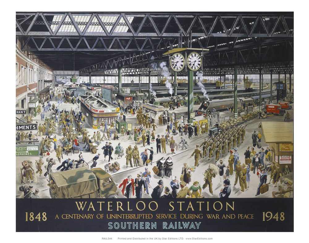 Waterloo Station - Southern Railway 1848 to 1948 commemorative poster 24" x 32" Matte Mounted Print