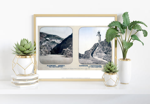 Plemont And Corbiere Lighthouse, Jersey - Premium Art Print