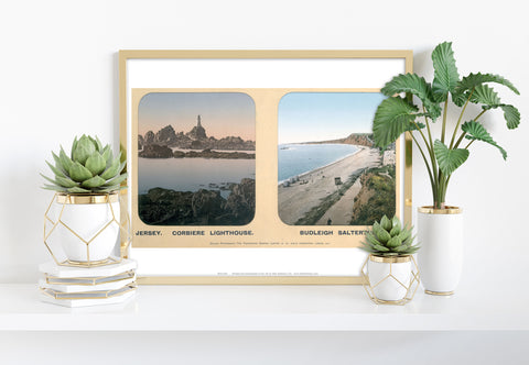 Jersey, Corbiere Lighthouse And Budleigh Salterton Art Print
