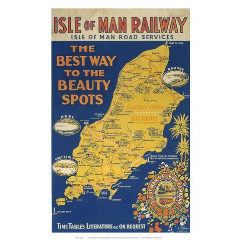 Isle Of Man Railway - The best way to the beauty spots railway poster 24" x 32" Matte Mounted Print