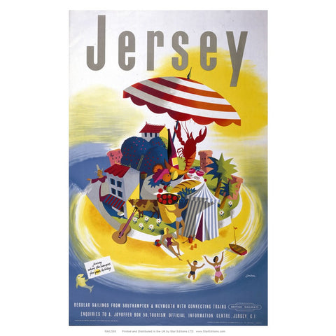 Jersey regular sailings from Southampton and weymouth - British rail poster 24" x 32" Matte Mounted Print