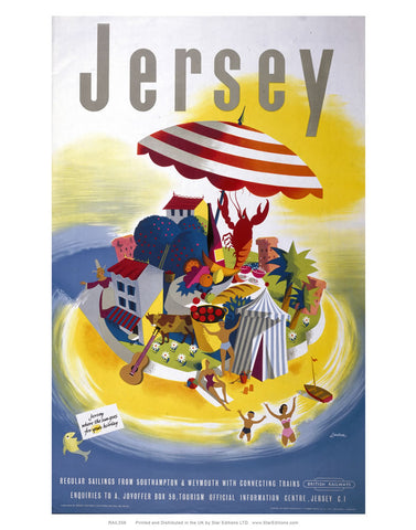 Jersey regular sailings from Southampton and weymouth - British rail poster 24" x 32" Matte Mounted Print