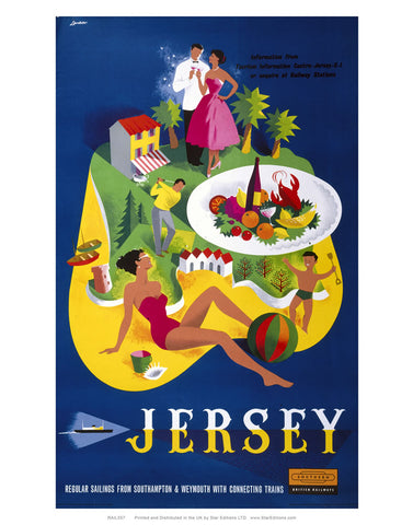 Jersey Touist information - Southern Rail poster 24" x 32" Matte Mounted Print