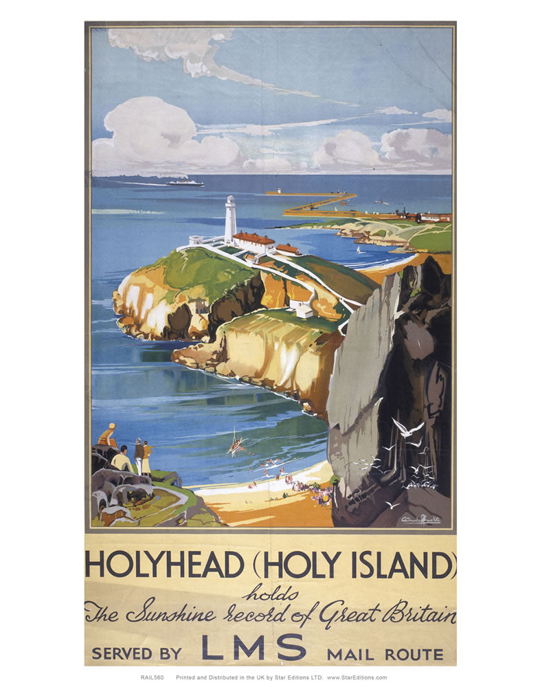 HolyHead record of great britain - Holy Island LMS poster 24" x 32" Matte Mounted Print