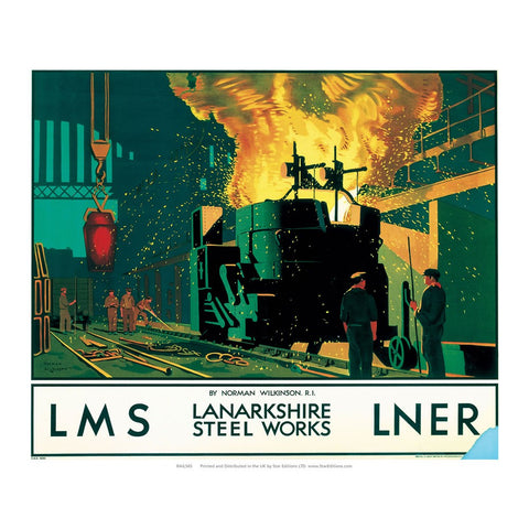 Lanarkshire Steel Works - LMS LNER Poster 24" x 32" Matte Mounted Print