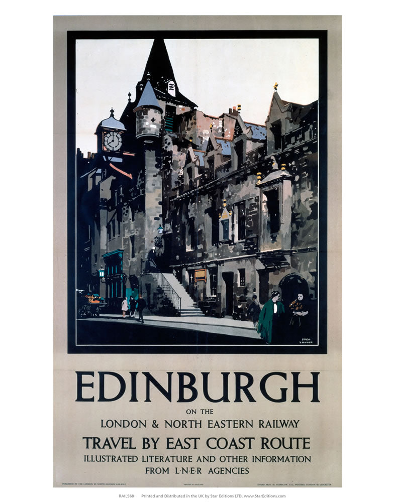 Edinburgh - London and North Eastern railway east coast LNER Poster 24" x 32" Matte Mounted Print