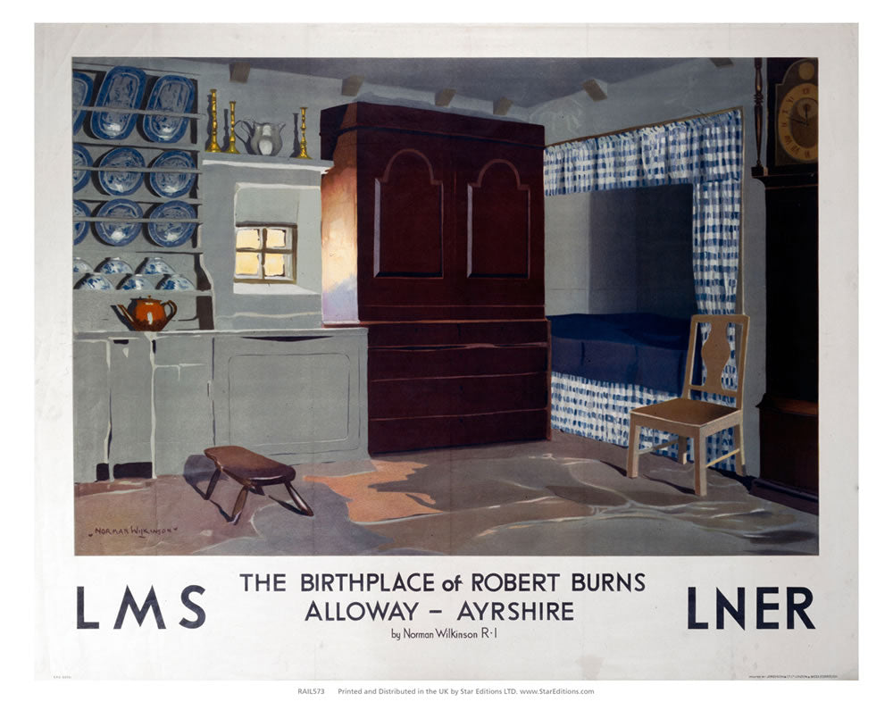 The Birthplace of Robert Burns - Alloway Ayrshire LMS LNER poster 24" x 32" Matte Mounted Print