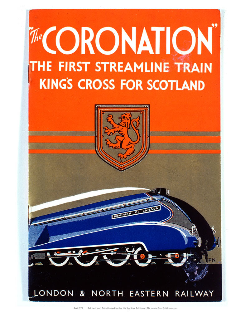 The Coronation Streamline Train - Kings cross for scotland 24" x 32" Matte Mounted Print