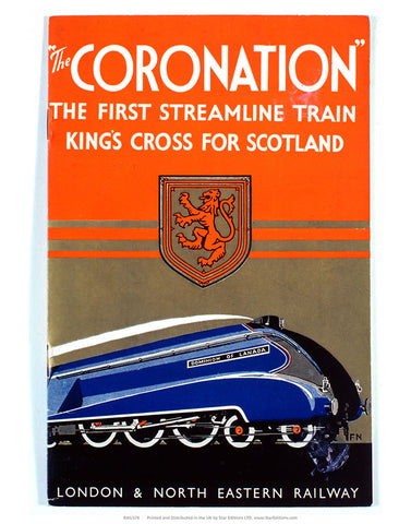 The Coronation Streamline Train - Kings cross for scotland 24" x 32" Matte Mounted Print