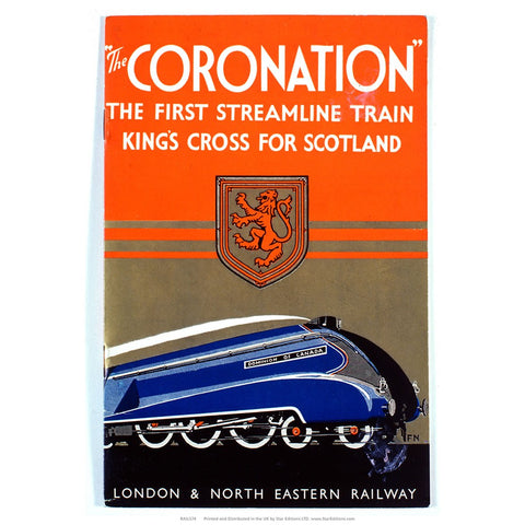 The Coronation Streamline Train - Kings cross for scotland 24" x 32" Matte Mounted Print