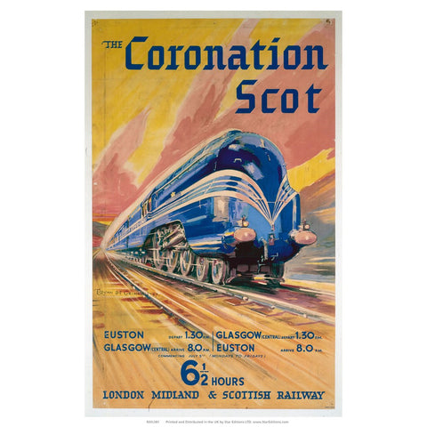 The Coronation Scott - 6 1/2 hour London midland and scottish railway 24" x 32" Matte Mounted Print