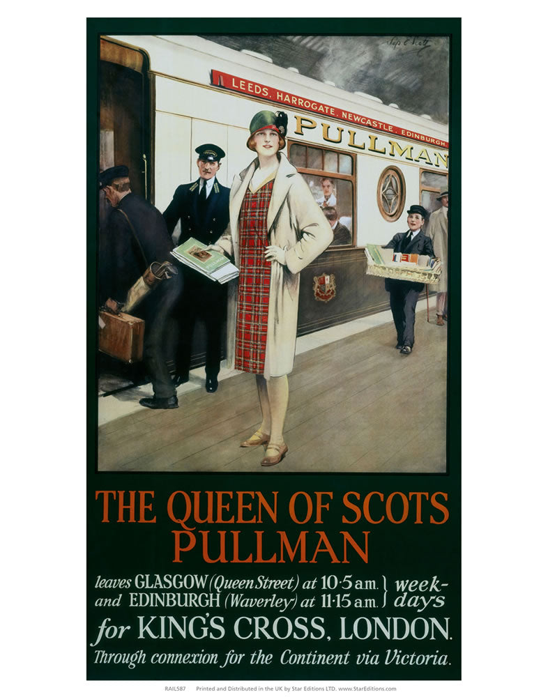 The Queen Of Scots Pullman - To Kings Cross Station 24" x 32" Matte Mounted Print