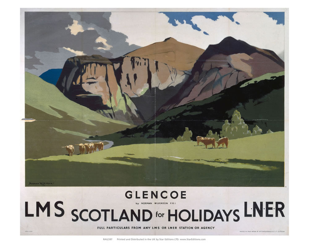 Glencoe holiday - Scotland LMS LNER 24" x 32" Matte Mounted Print