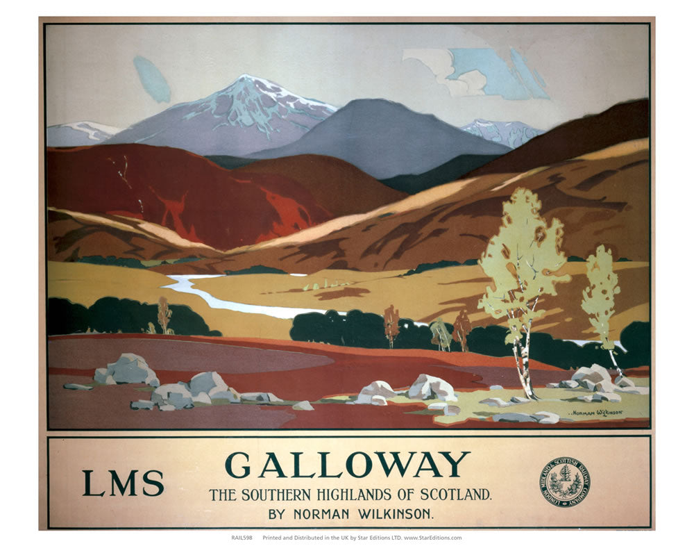 Galloway - Southern Highlands of scotland LMS Railway 24" x 32" Matte Mounted Print
