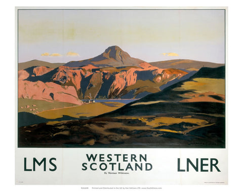 Western Scotland - By Norman Wilkinson LMS LNER Railway 24" x 32" Matte Mounted Print