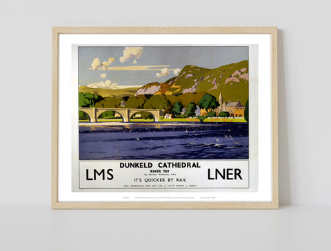 Dunkeld Cathedral On The River Tay By Rail Lner Art Print