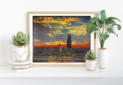 Sunset Over Guernsey - Southern Railway - Premium Art Print