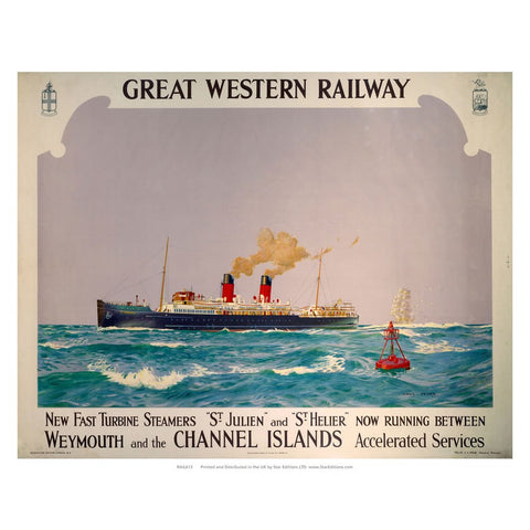 St Julien and St Helier fast turbine steamers - Great western railway 24" x 32" Matte Mounted Print