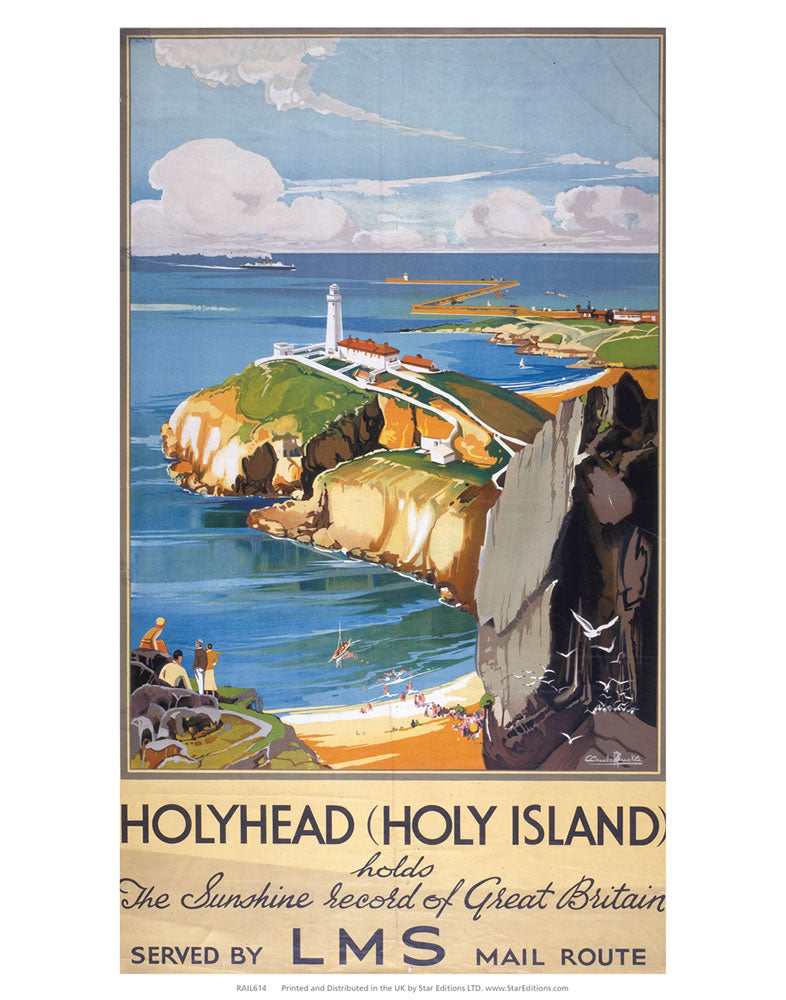 Holy Island - Sunshine Record Of Britain LMS 24" x 32" Matte Mounted Print