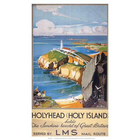 Holy Island - Sunshine Record Of Britain LMS 24" x 32" Matte Mounted Print